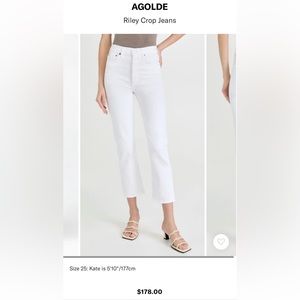 Agolde white riley crop jeans